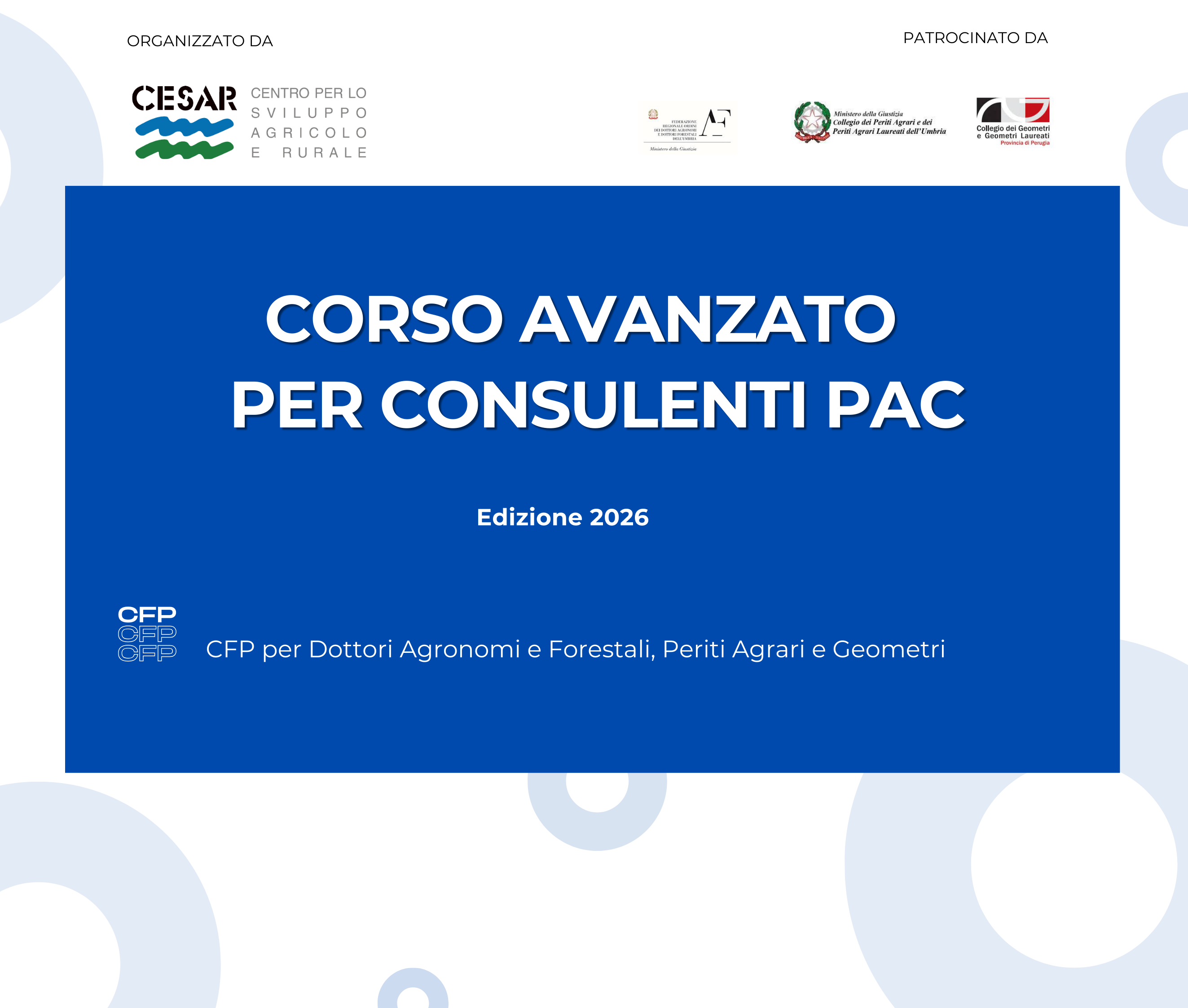 Corso avanzato consulenti PAC- edizione 2026
